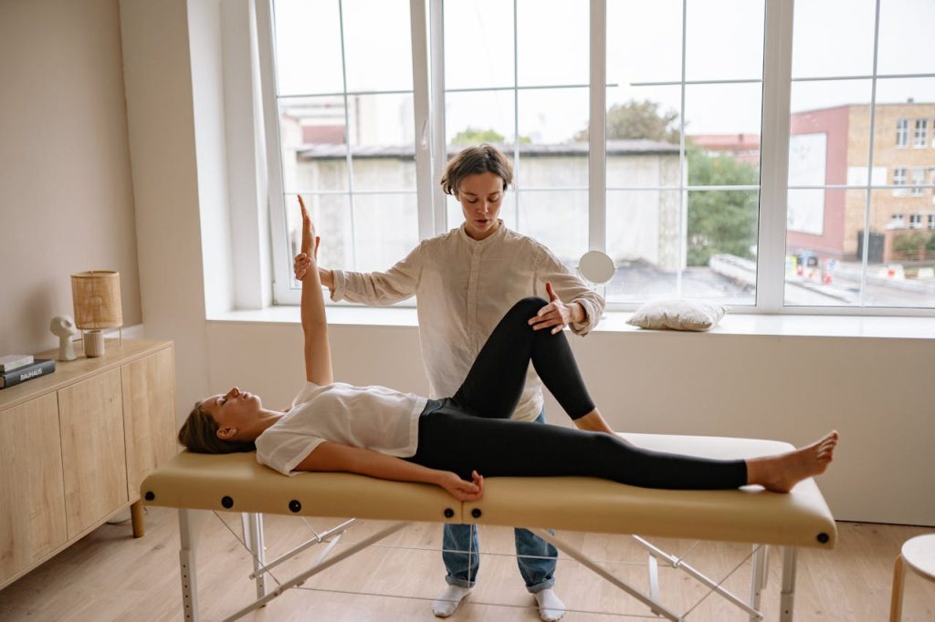 A Woman Lying on the Therapy Bed